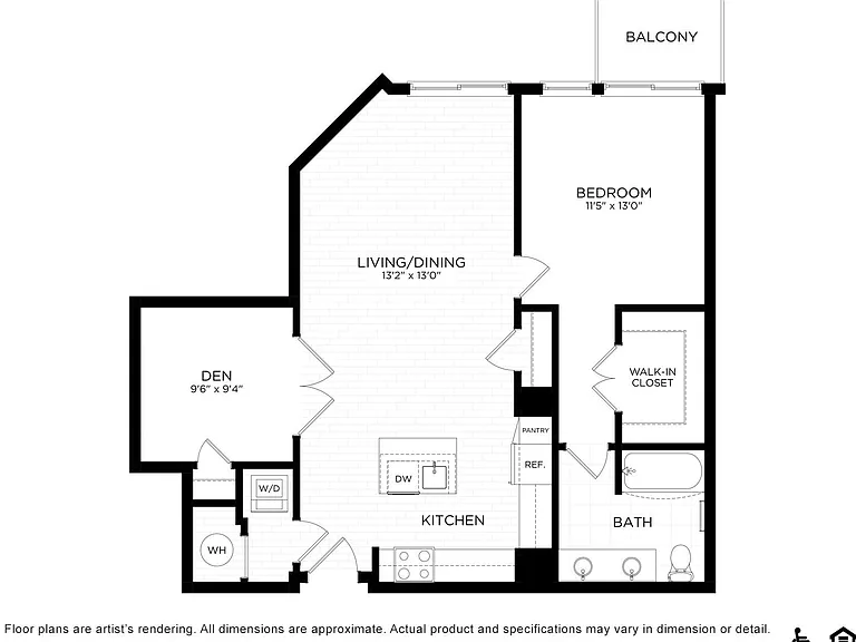 1B floor plan Persei at Pike and Rose