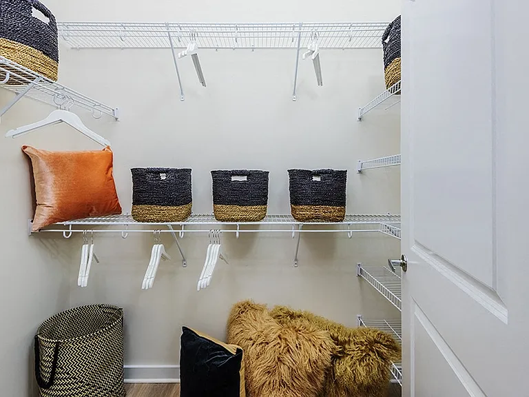Our spacious bedrooms are paired with large, walk-in closets with built-in shelving