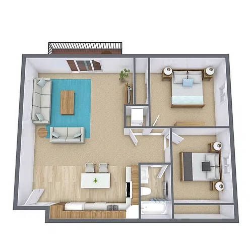 Floor plan Two Bedroom 21G