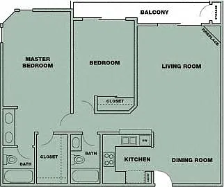 Floor plan 2 Bedroom/ 2 Bath