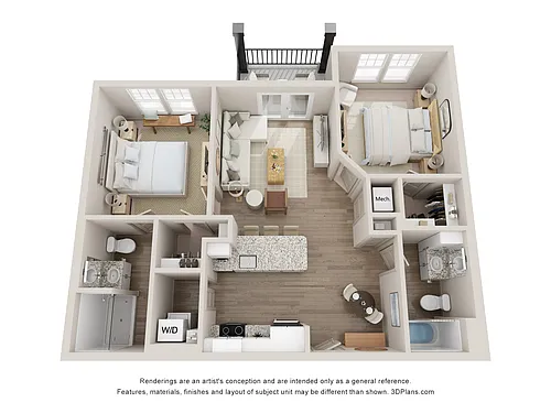 Floor plan Mahi Mahi | 2 Bed | 2 Bath