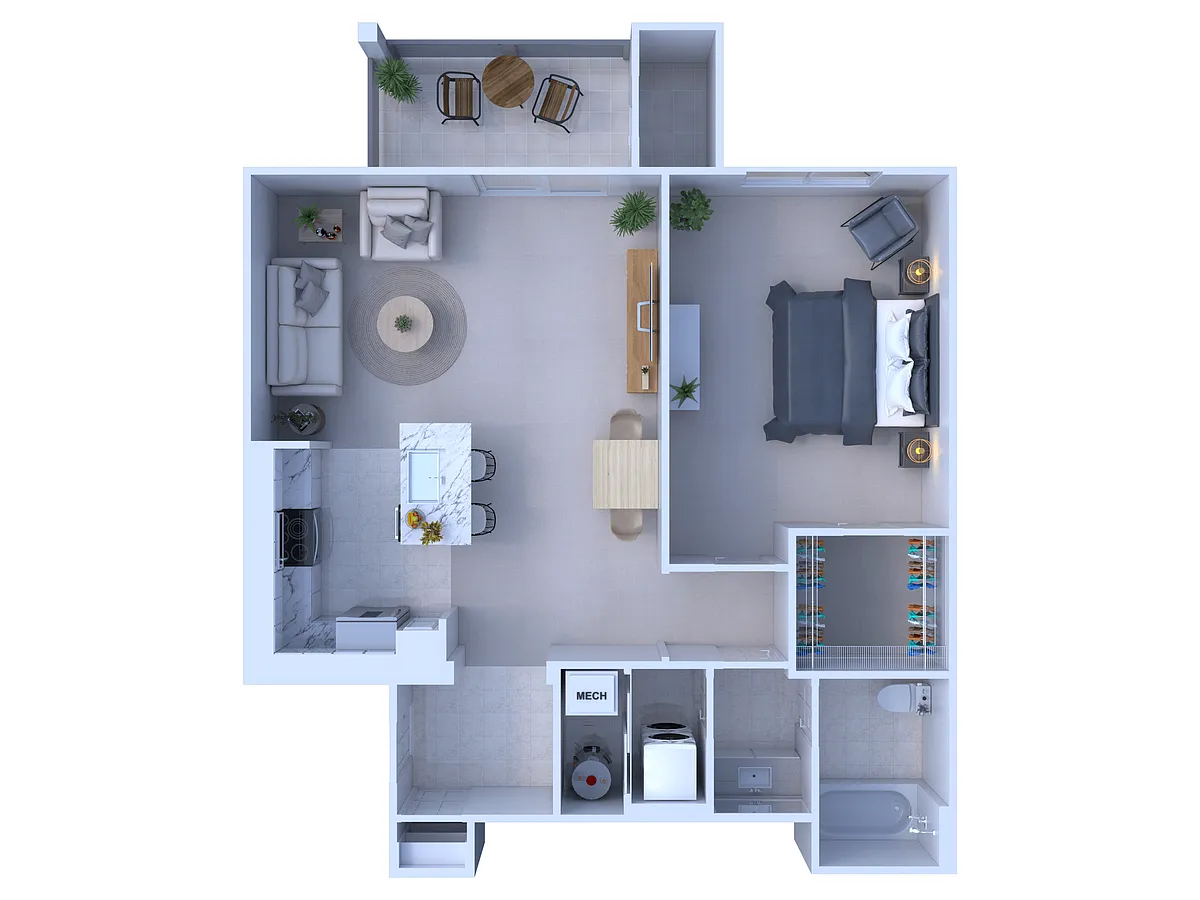 Floor plan 1 Bed/1 Bath-860