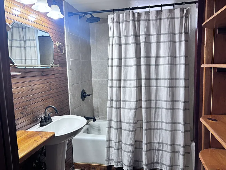 Tiled shower with a full bath tub