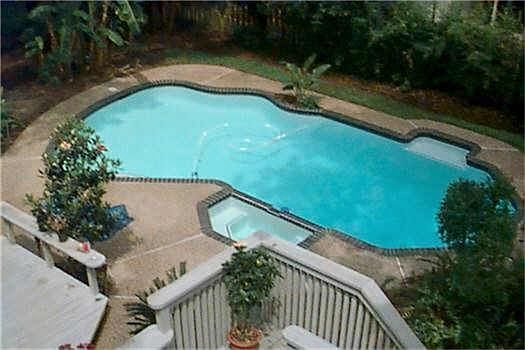 view of pool from top decking
