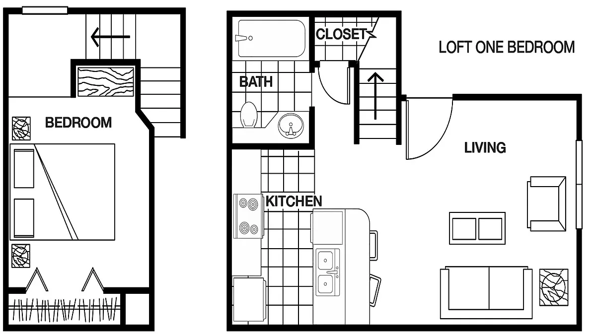 Floor plan 1 Bedroom Loft