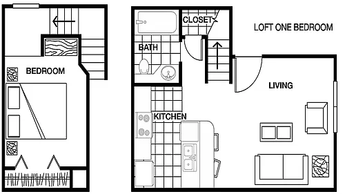 Floor plan 1 Bedroom Loft