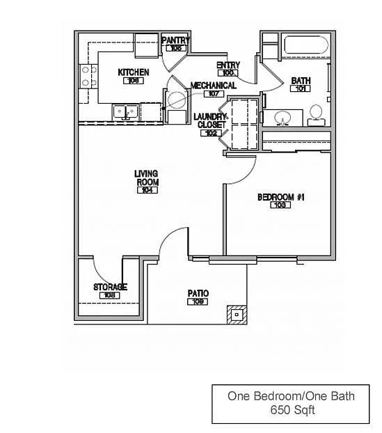 Floor plan One Bed One Bath