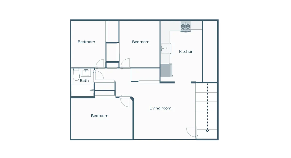 Floor plan 3 Bedroom 1 Bathroom