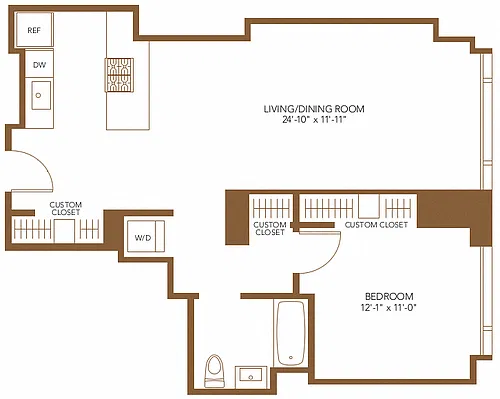 Floor plan 1 Bed 1 Bath