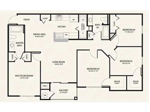 Floor plan 4 bedroom - 2 bathroom