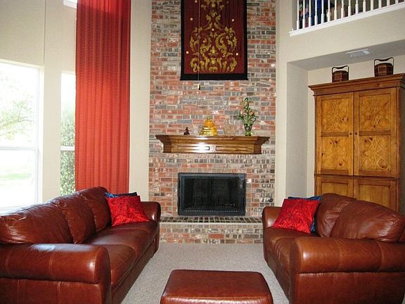 Fireplace with beautiful brick accent