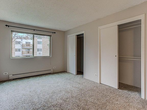The closet has built in racks to hang your clothes