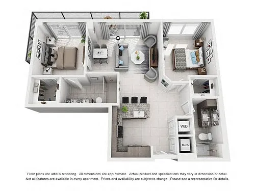 Floor plan 2 Bed/2 Bath Penthouse-1B2APH