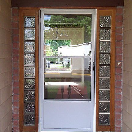 Front door with glass block