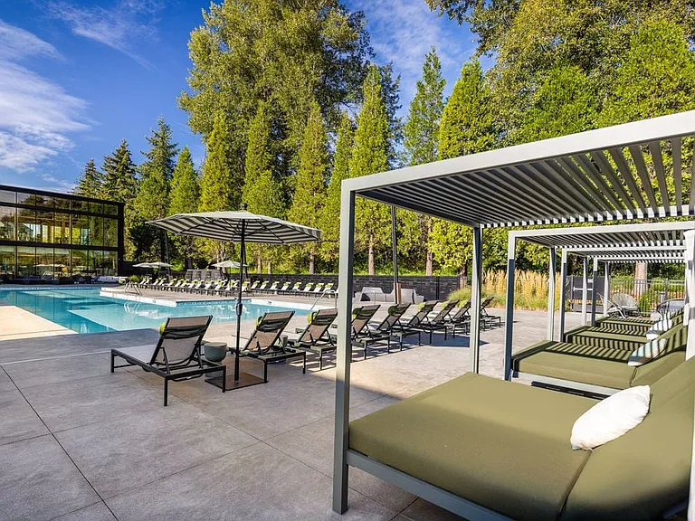 Pool with cabanas