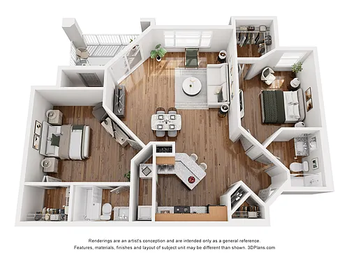 Floor plan B3 Stansbury - 2 Bedroom, 2 Bathroom