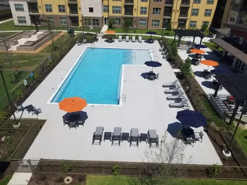 Aerial Pool View - The Orchards at Arlington Highlands - 55+ Active Adult Apartment Homes
