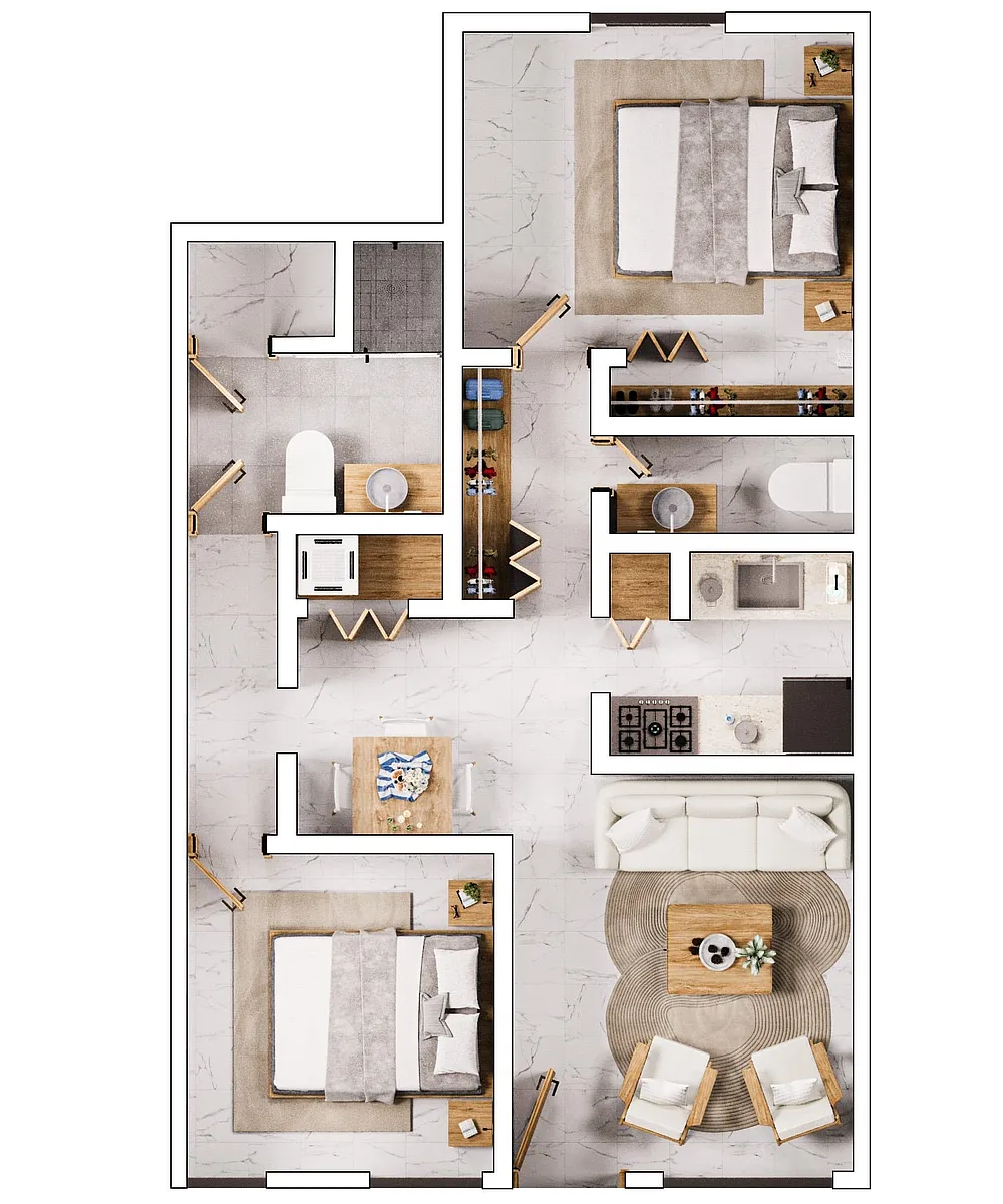 Floor plan 2Bd/1.50Bh