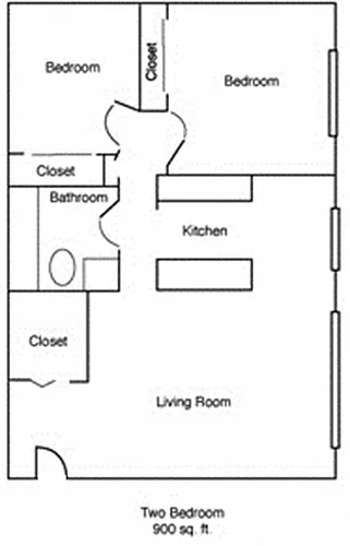 Floor plan Updated 2 Bedroom 1 Bath (sm)