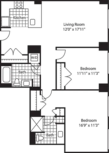 Floor plan 2 Bed (North)- 1069