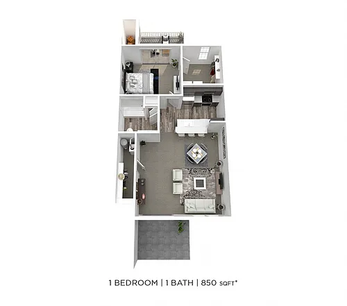 Floor plan One Bedroom - 850 sqft