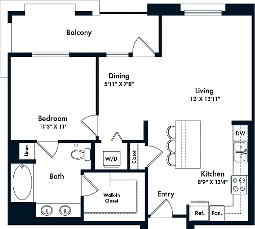 Floor plan 1 Bed- E05