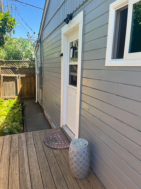 Private front entrance door to studio and private deck.