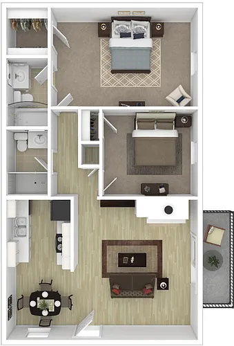 Floor plan 1 Bedroom, 1 Bathroom