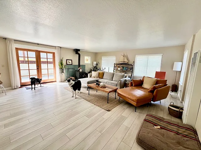 Extra large living room with newly installed french doors - 103 San Vicente St