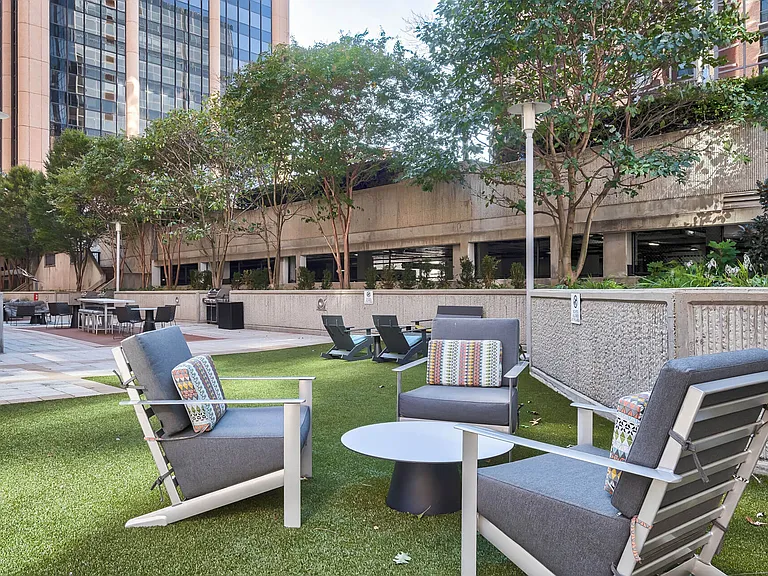 Sit out in the sun by the courtyard