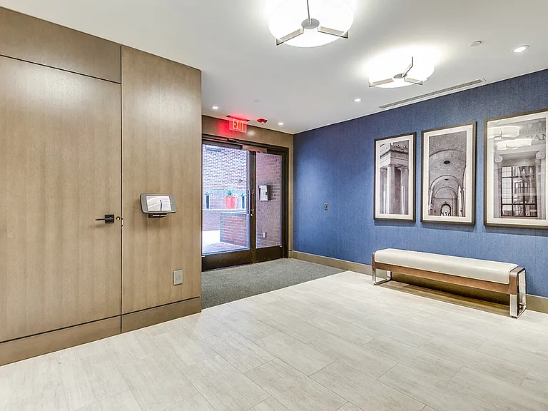 Building lobby and package closet