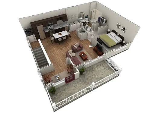 Floor plan 1 BR Grand Overlook