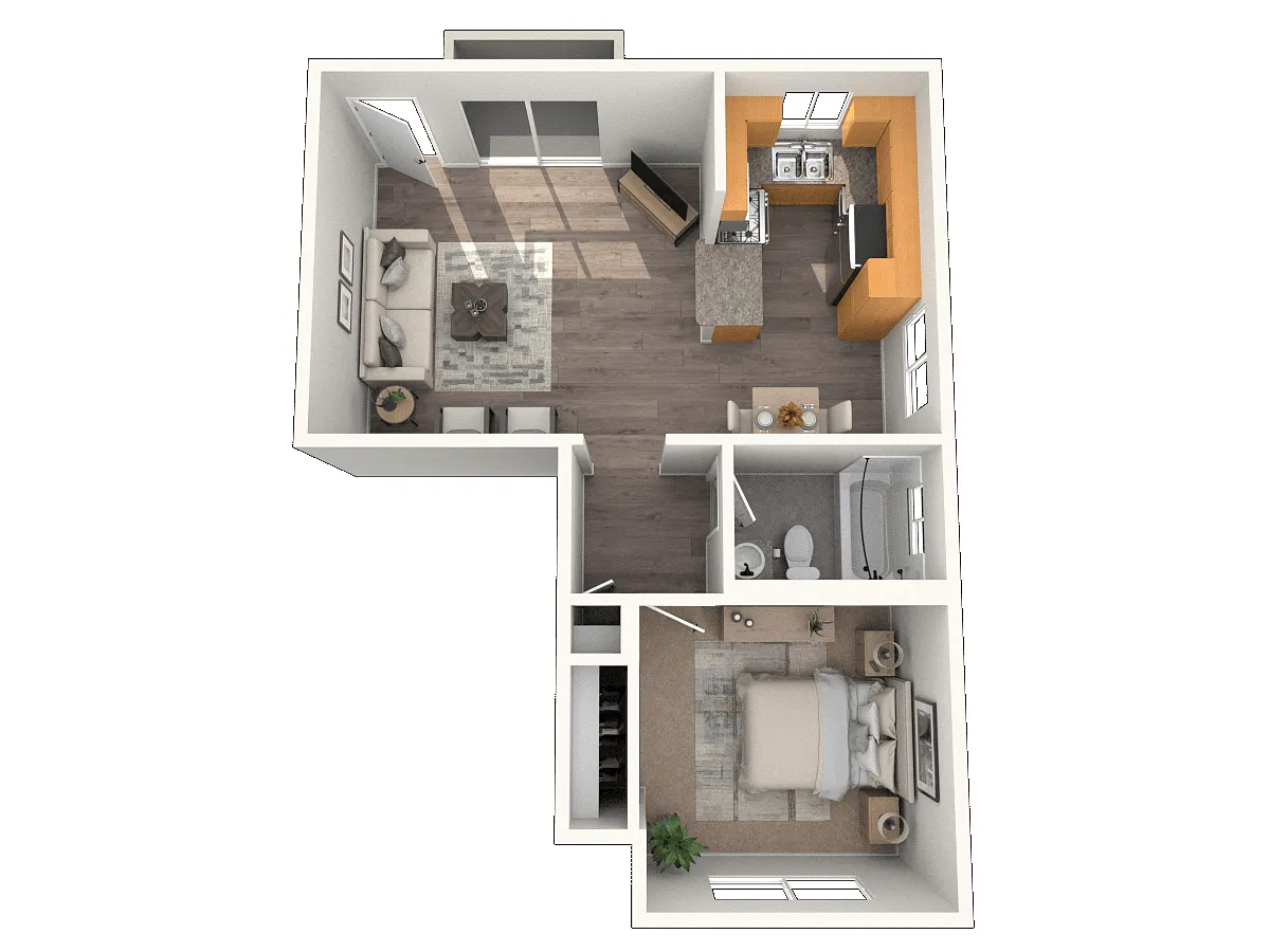 Floor plan 1 bed 1 bath