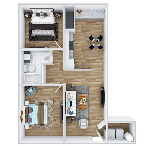 Floor plan 2 Bed, 1 Bath Renovated