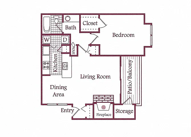 Floor plan A2 One Bed One Bath