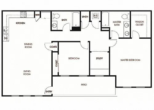 Floor plan LIVE - WORK Plan 3 - 2 Bedroom 2 Bath - Ground Lev