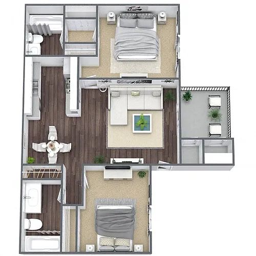 Floor plan B2: 2 Bed 2 Bath