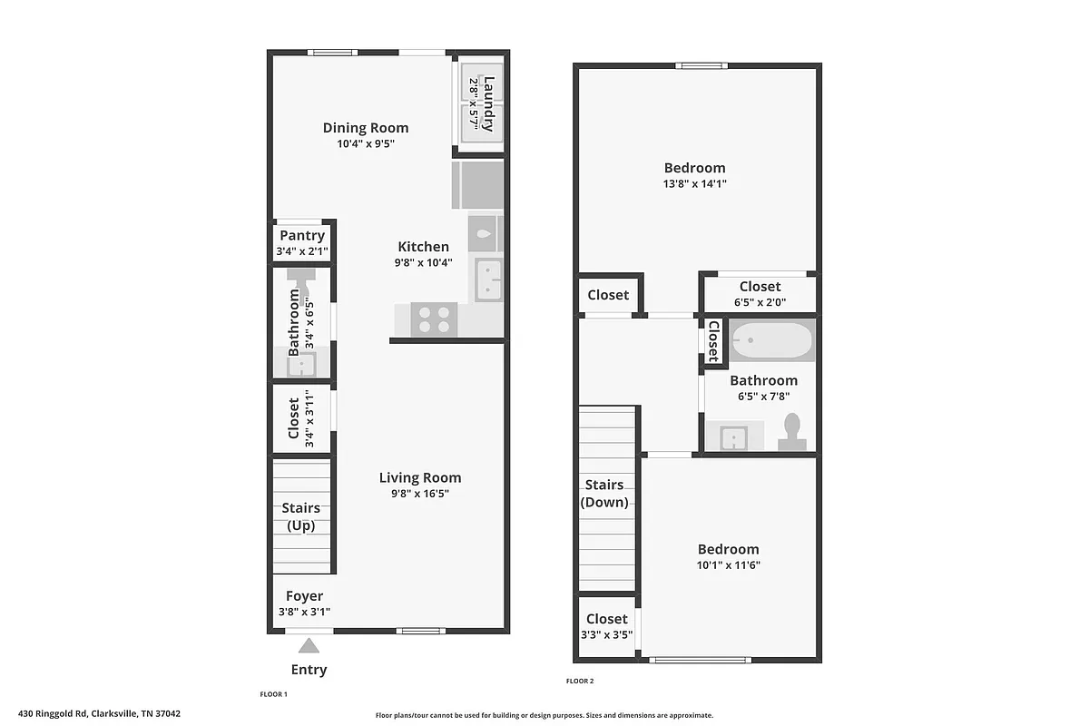 Floor plan 2 Bedroom / 1.5 Bath