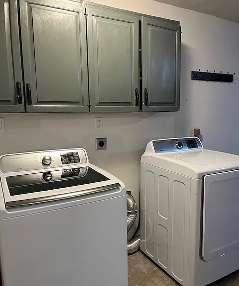 The washer and dryer are in the garage.