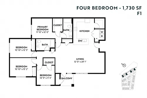 Floor plan Four Bedroom F1