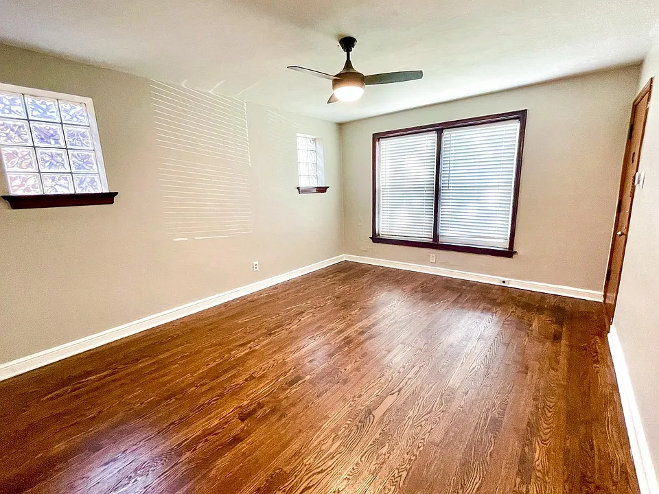 Living room from dining room entry.