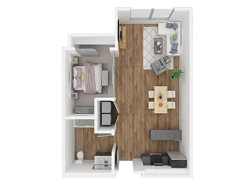 Floor plan 1 Bed, 1 Bath A4