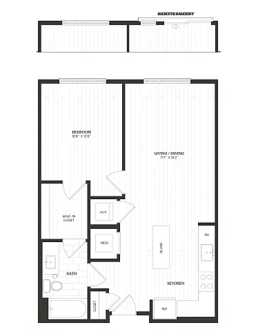 Floor plan 1 Bed/1 Bath-A11
