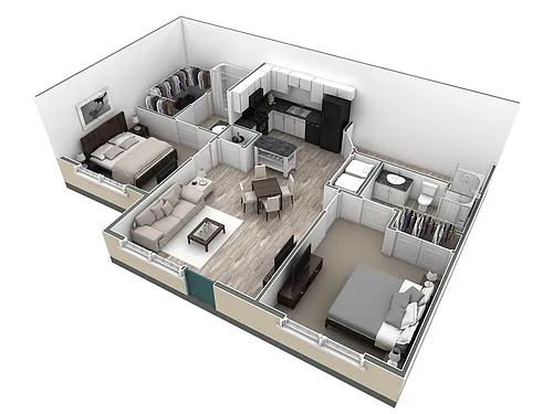 Floor plan 2-2 BR Retreat Courtyard