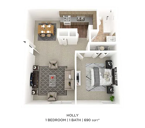 Floor plan One Bedroom - 690 sqft