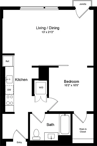 Floor plan 1 Bedroom GJ