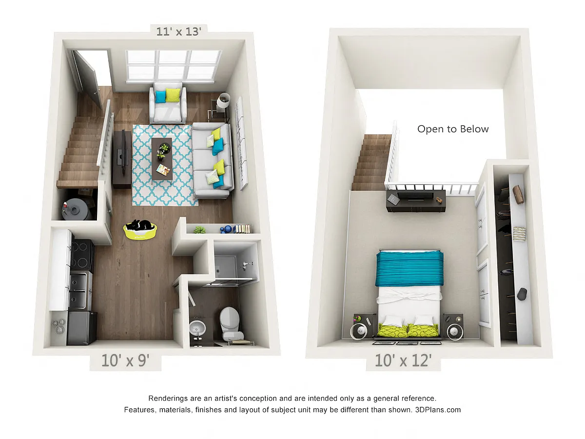 Floor plan 1x1 Loft - Platinum