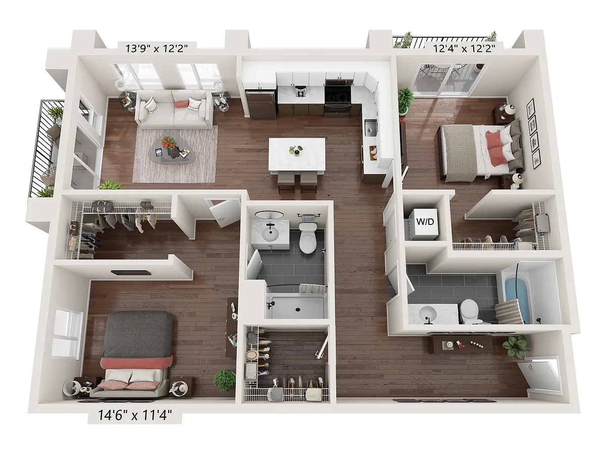 Floor plan Two Bedroom 2B-2