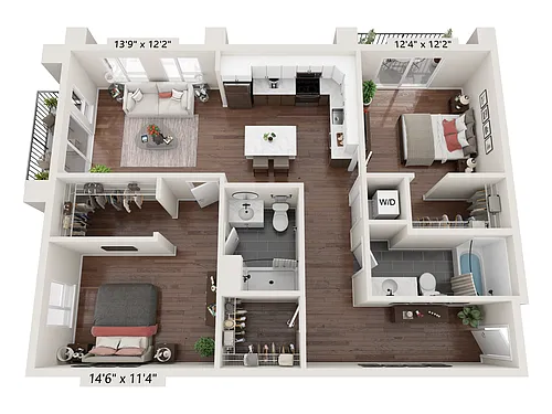 Floor plan Two Bedroom 2B-2