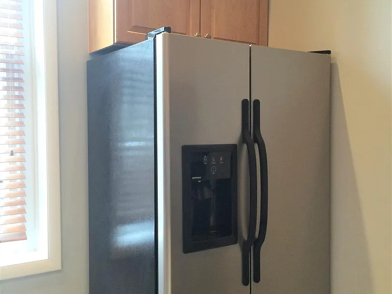 Stainless Fridge with water and ice